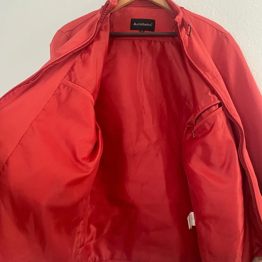 Autobahn Mens Red‎ Full Zip Mock Neck Lightweight Jacket Size 100 Medium